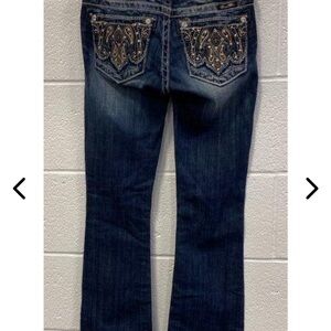 Miss Me Dark Blue Boot Cut Jeans with Rhinestone Embellishments NWT Sz 24